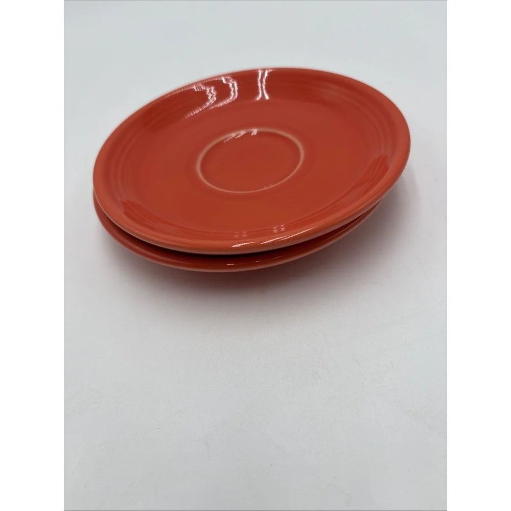 Vtg Fiesta Ware‎ Homer Laughlin 80's 90's Lead Free Saucers 2 Orange